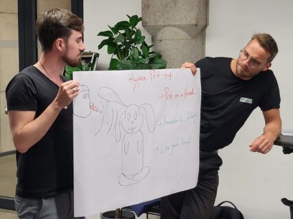 Pitching start-ups built from other teams’ ideas — talk about thinking outside the box!