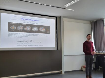Impressions from the Storytelling & Science Workshop — Renaud Pourpre during his presentation (Image: A. Dakkouri-Baldauf).