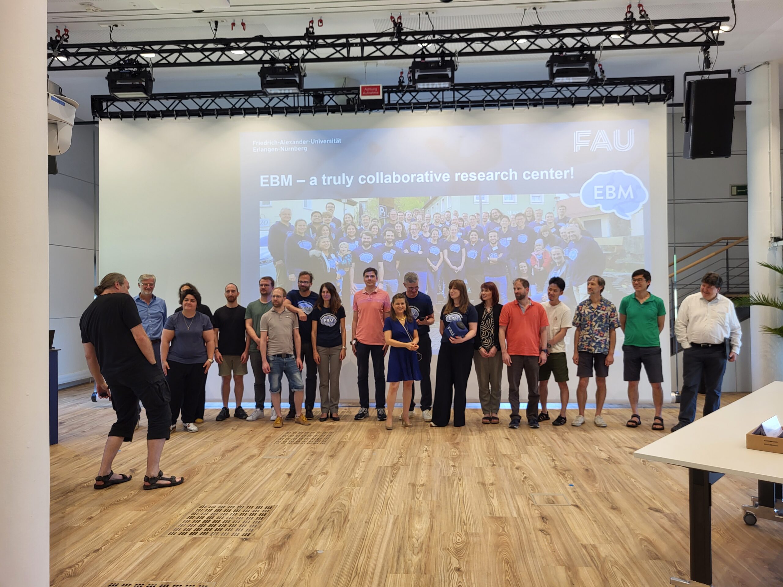 "EBM – a truly collaborative research center!" — the team lining up for one last group photo before the real thing. Photo: A. Dakkouri-Baldauf